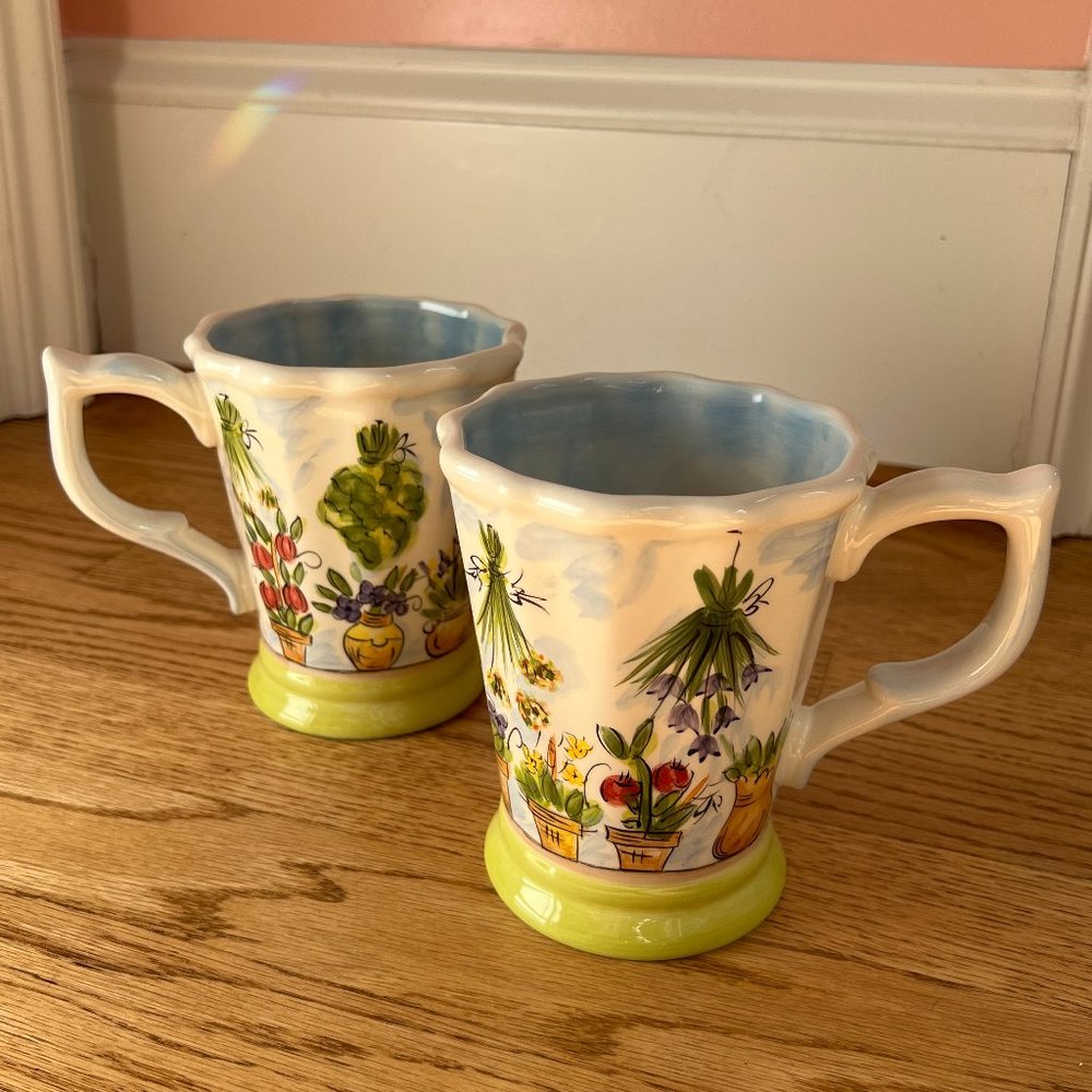 Dario Farrucci Designs Hand Painted Mugs Pair